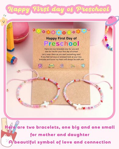 First Day of Preschool Pre K Prek Bracelet Mommy and Me Back to School First Day of School Gifts for Mom and Daughter Mother Daughter Anxiety Bracelets Back to School Gifts for Girls in Kuwait