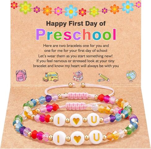 First Day of Preschool Pre K Prek Bracelet Mommy and Me Back to School First Day of School Gifts for Mom and Daughter Mother Daughter Anxiety Bracelets Back to School Gifts for Girls in Kuwait