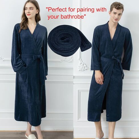 Terry Cloth Bathrobe Belt Replacement 100% Cotton Terry Robe Belt Bath Robe Tie Waist Belt for Women Men, 70in x 2in in Kuwait