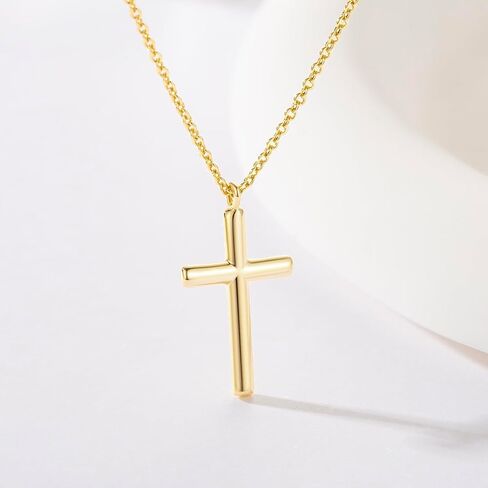 قلادة الصليب للنساء 14K الذهب الصليب القلائد للنساء الذهب الصليب قلادة قلادة بسيطة الذهب الصليب سلسلة الإيمان مجوهرات هدايا للنساء، 20 مم 28 مم 33 مم in Kuwait