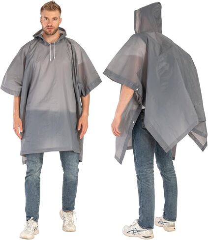 Rain Ponchos for Adults, 2 Pack Raincoats Jacket Reusbale with Drawstring Hood Sleeves for Women Men in Saudi Arabia