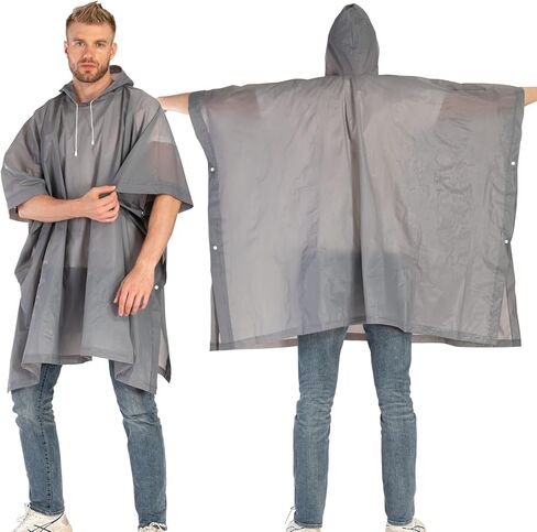 Rain Ponchos for Adults, 2 Pack Raincoats Jacket Reusbale with Drawstring Hood Sleeves for Women Men in Saudi Arabia