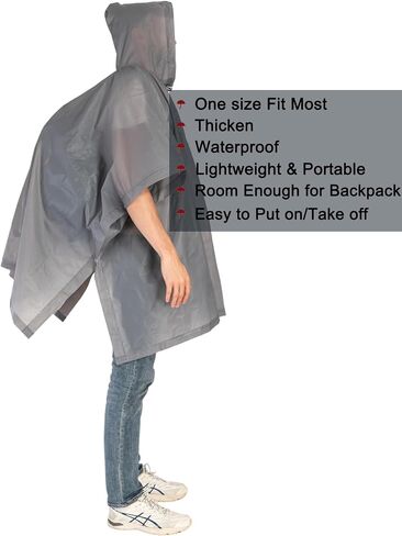 Rain Ponchos for Adults, 2 Pack Raincoats Jacket Reusbale with Drawstring Hood Sleeves for Women Men in Saudi Arabia