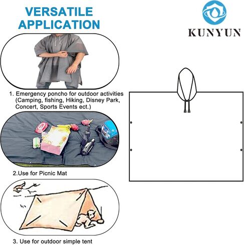 Rain Ponchos for Adults, 2 Pack Raincoats Jacket Reusbale with Drawstring Hood Sleeves for Women Men in Saudi Arabia