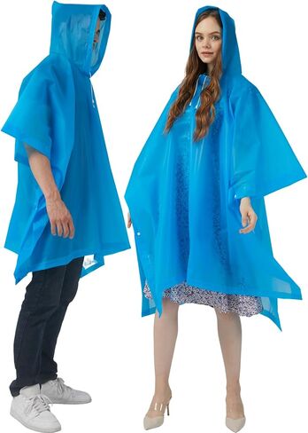 Rain Ponchos for Adults, 2 Pack Raincoats Jacket Reusbale with Drawstring Hood Sleeves for Women Men in Saudi Arabia