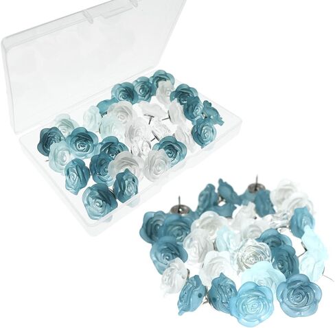 Baroque Frosted Resin Rose Push Pins Decorative Push Pins Ink Flower Push Pins for Cork Board Rose Thumb Tacks, Ink Blue Gradient in Saudi Arabia