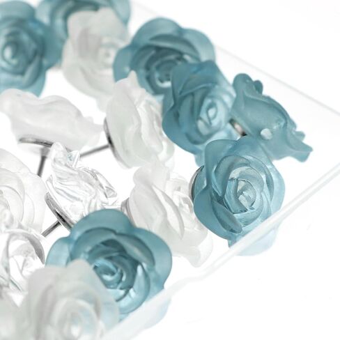 Baroque Frosted Resin Rose Push Pins Decorative Push Pins Ink Flower Push Pins for Cork Board Rose Thumb Tacks, Ink Blue Gradient in Saudi Arabia