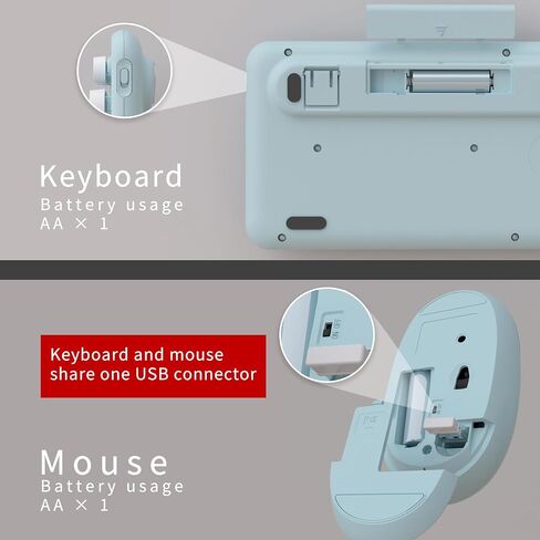 UBOTIE Colorful Wireless Keyboard and Mouse Combo (Green-White) | Retro Typewriter Floating Full-Sized Keys Computer Keyboard with Optical Mouse, 2.4GHz USB Connection for Windows Mac in Kuwait