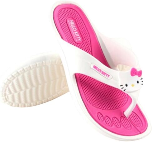 شبشب HELLOKITTY الكلاسيكي للسيدات - مقاس 5 - تصميم وردي وأبيض in Kuwait