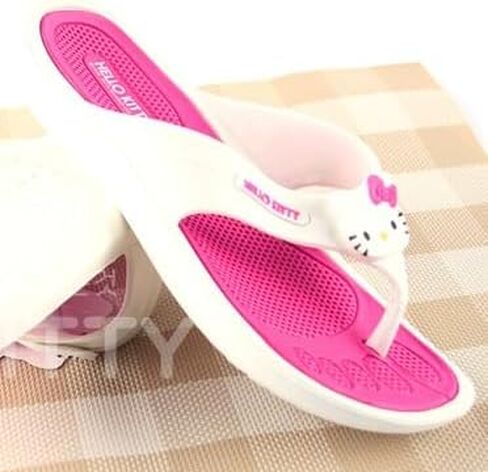 شبشب HELLOKITTY الكلاسيكي للسيدات - مقاس 5 - تصميم وردي وأبيض in Kuwait