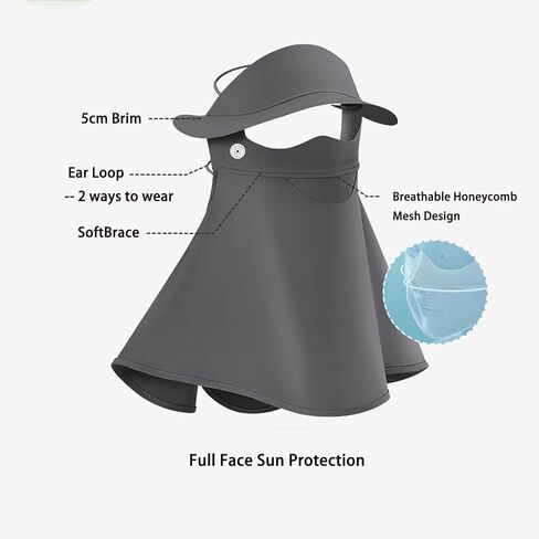 Sun Protection Face Mask, Ice Silk Neck Gaiter, Face Cover, Sun Protection Cap with Earloop for Outdoor Activities in Saudi Arabia