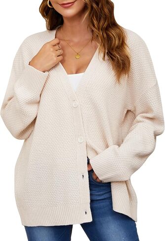 Women's Cardigan Sweaters Button-Down Open Front Long Sleeve Oversized Knit Cardigans Chunky Fall Outerwear in Saudi Arabia