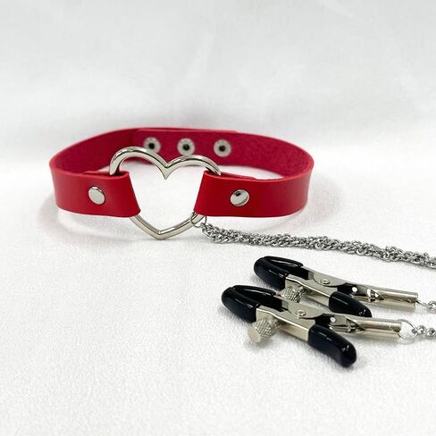 Fake Nipple Rings Adjustable PU Leather Choker Necklace Non-Piercing Nipple Rings Sexy Body Chain Fake Nipple Jewelry in Kuwait