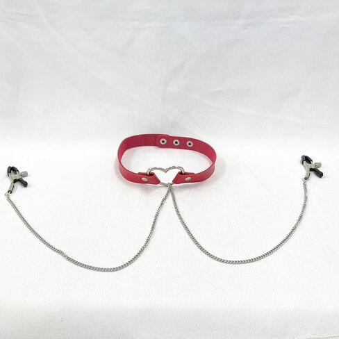 Fake Nipple Rings Adjustable PU Leather Choker Necklace Non-Piercing Nipple Rings Sexy Body Chain Fake Nipple Jewelry in Kuwait