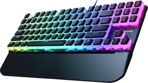 GAMEPOWER Suki TKL Wired Mechanical Gaming Keyboard, Programmable Macros RGB Lighting Customization, Tactile Blue Mechanical Switches Aluminum Base, Magnetic Wrist Support, 87 Keys, Blue Switch in Kuwait