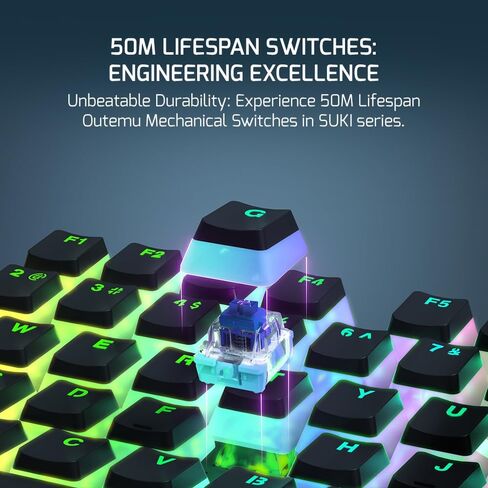 GAMEPOWER Suki TKL Wired Mechanical Gaming Keyboard, Programmable Macros RGB Lighting Customization, Tactile Blue Mechanical Switches Aluminum Base, Magnetic Wrist Support, 87 Keys, Blue Switch in Kuwait