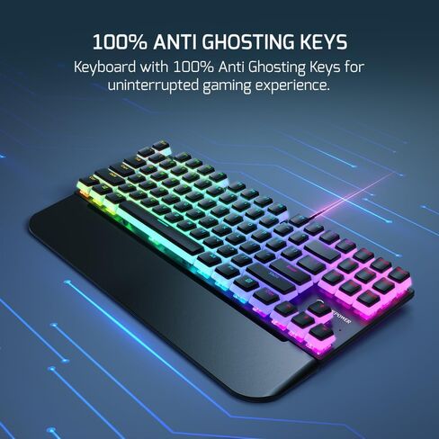 GAMEPOWER Suki TKL Wired Mechanical Gaming Keyboard, Programmable Macros RGB Lighting Customization, Tactile Blue Mechanical Switches Aluminum Base, Magnetic Wrist Support, 87 Keys, Blue Switch in Kuwait