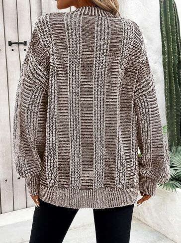 Pink Queen Women's 2024 Fall Winter Long Sleeve Cable Knit Sweater Open Front Cardigans Button Loose Outerwear in Saudi Arabia
