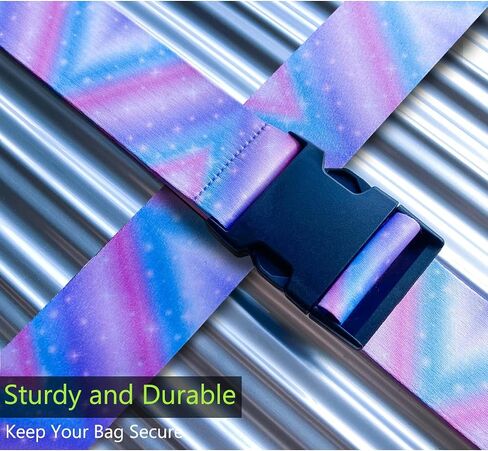 2 PCS Luggage Strap 78" x 2" Suitcase Belts Wide Adjustable Packing Straps Travel Accessories (2pcs rainbow) in Saudi Arabia