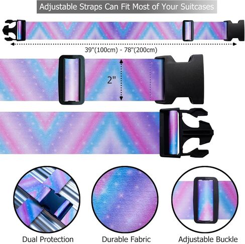 2 PCS Luggage Strap 78" x 2" Suitcase Belts Wide Adjustable Packing Straps Travel Accessories (2pcs rainbow) in Saudi Arabia