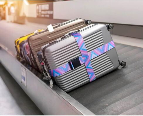 2 PCS Luggage Strap 78" x 2" Suitcase Belts Wide Adjustable Packing Straps Travel Accessories (2pcs rainbow) in Saudi Arabia