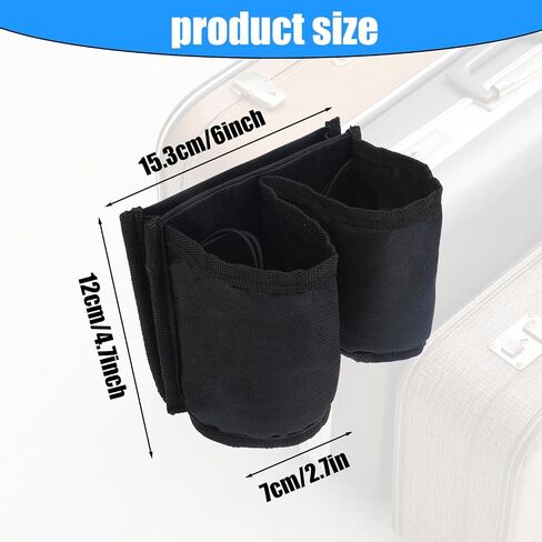 Luggage Cup Holder, Free Hand Drink Holder Bag for Suitcase, Universal Suitcase Cup Holder, Drink Carrier Luggage Mounted Beverage Caddy for Travelers Flight Attendants Travel Must Haves(Black) in Saudi Arabia