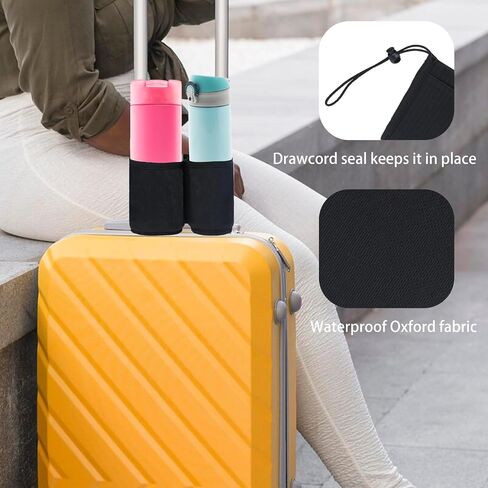 Luggage Cup Holder, Free Hand Drink Holder Bag for Suitcase, Universal Suitcase Cup Holder, Drink Carrier Luggage Mounted Beverage Caddy for Travelers Flight Attendants Travel Must Haves(Black) in Saudi Arabia