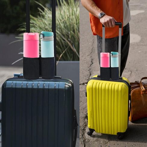 Luggage Cup Holder, Free Hand Drink Holder Bag for Suitcase, Universal Suitcase Cup Holder, Drink Carrier Luggage Mounted Beverage Caddy for Travelers Flight Attendants Travel Must Haves(Black) in Saudi Arabia