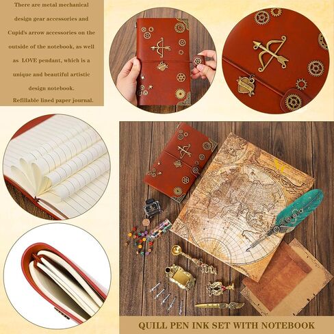 NC Quill Pen Ink Set, Includes Quill Pen, Notebook,5 Replaceable Nibs, Ink, Pen Holder, Cup, Stamp, Spoon, Wax Beads, White Wax,Envelopes and Letter Paper Etc.Beautiful Gift Calligraphy Set.(Purple) in Saudi Arabia