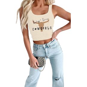 Long Live Cowgirl Tank Top Woman Country Music Crop Top Western Cowboy Shirt Cow Graphic Cami Sleeveless Tops