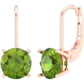 3 ct Brilliant Round Cut Drop Dangle Natural Peridot 14k White Gold Desginer Affordable Earrings Lever Back