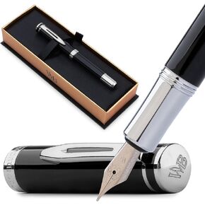 Wordsworth and Black Fountain Pen Mini EDC: Luxury Bronze Heavy Pocket Pen, Medium Nib, 6 Ink Cartridges, Ink Converter, Travel Refillable Writing Pen Gift Set, Men & Women