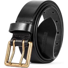 Premium Top-grain Leather Belt for Men, 5mm Thick, Copper buckle, Brown, Casual, Durable