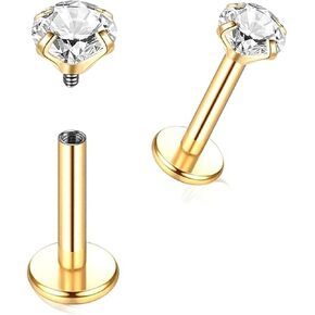 18G 16G Titanium Flat Back Nose Studs Ring Labret Lip Monroe Medusa Piercing Jewelry Tragus Piercing Jewelry
