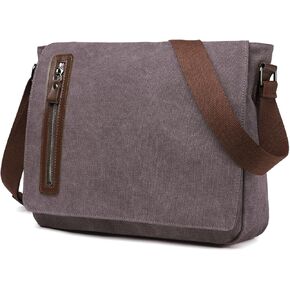 Vintage Canvas Messenger Bag Unisex Shoulder Bag Canvas Satchel Cross Body College Work Satchel Briefcase for 14 Inch Laptop