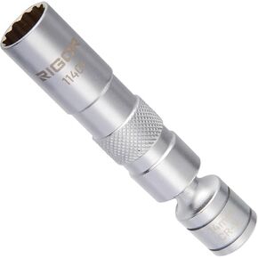 RIGOR 11403 14mm Spark Plug Swivel Socket, Thin Wall, Magnetic,12-Inch Extension | 3/8-Inch Drive,12 Point | Premium CR-V Steel