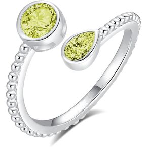 Adjustable Thumb Rings for Women - Sterling Silver Eternity Band Birthstone Rings Jewelry Pinky Cubic Zirconia Open Ring Daughter Gifts for Teens