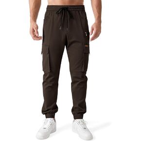 JMIERR Men's Cargo Pants Drawstring Drawstring Stretch Waist Waist Twill Joggers Trousers with Zipper Pockets