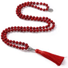 108 Mala Prayer Beads Wrap Necklace with Long Tassel Boho Necklace for Women Amazonite Bead Bracelet with Spiritual Tree of Life Pendant 108 Beads Necklace for Meditation in Kuwait