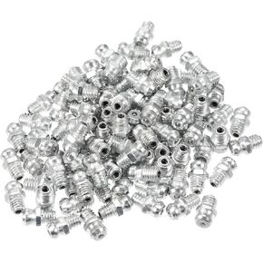 X AUTOHAUX 100 Pcs M6x1 Grease Nipple Fitting Straight 180 Degree Angle Galvanized Steel Grease Zerk Fitting Adapter for Car Truck Mechanical Lubrication