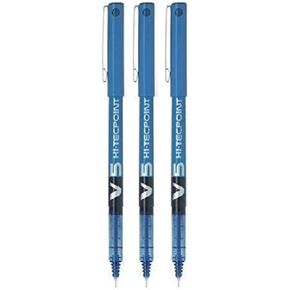 Pilot BX V5 Blue Hi-Tecpoint Rollerball Pen Extra Fine 0.5mm Tip 0.3mm Line Width (Pack of 3)