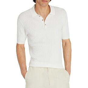 Club Monaco Men's Short Sleeve Cable Polo