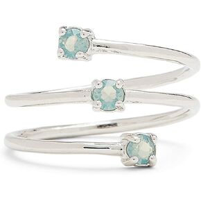 خاتم من حجر الأوبال الثلاثي المطلي بالفضة من بورا فيدا - أطراف قابلة للتعديل، قاعدة نحاسية - مقاس واحد in Kuwait