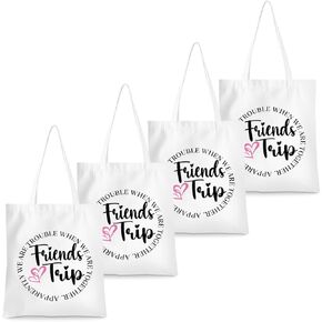4Pcs Girls Trip Gifts Girls Weekend Tote Bag Gifts Beach Bag Travel Gifts Shopping Bag Weekender Bags for Women Girls