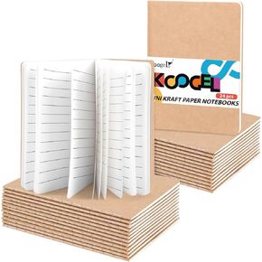 Koogel 16PCS Kraft Notebooks, 3.5x5in Pocket Notebooks with Lined Pages Small Pocket Journal Notepads Mini Notebook for School Office Home Travel Gifts