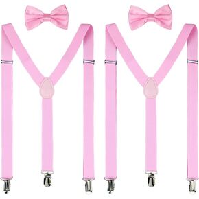 2 Sets Suspender Bow Tie Set for Men Y Shape Adjustable Wedding Costume Y Shape Suspenders and Bow Tie Set Cosplay Party