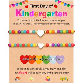 First Day of Kindergarten/Preschool Gift Back to School Bracelet Mommy and Me Matching Mother Daughter Bracelets