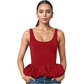 Backless Tank Tops for Women Ruffle Hem Sleeveless Casual Backless Fashion Solid Summer Crop Tank Top