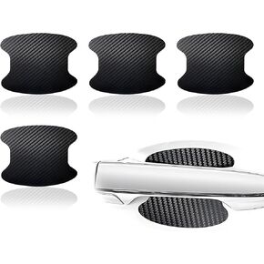 4 PCS Car Door Bowl Protective Film, Carbon Fiber Car Door Side Decoration, Anti-Scratch Car Stickers Kit, Universal Automobile Accessories, for Most Cars, Trucks and Vans (Black)