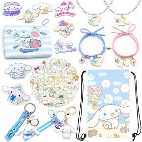 Gift Set for Girls, Including 1 Drawstring Bag 1 Change Purse 2 Keychains 2 Bracelets 2 Necklaces 2 Ring Holders 6 Badges 40 Stickers